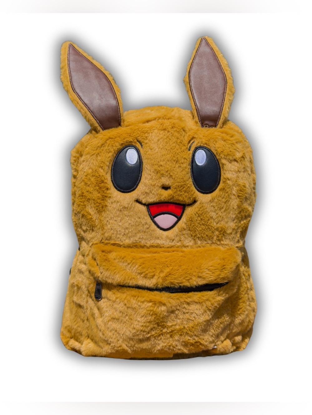 NEW Eevee Pokemon Faux Fur Plush Backpack 16" School Travel Bag 3D Ears